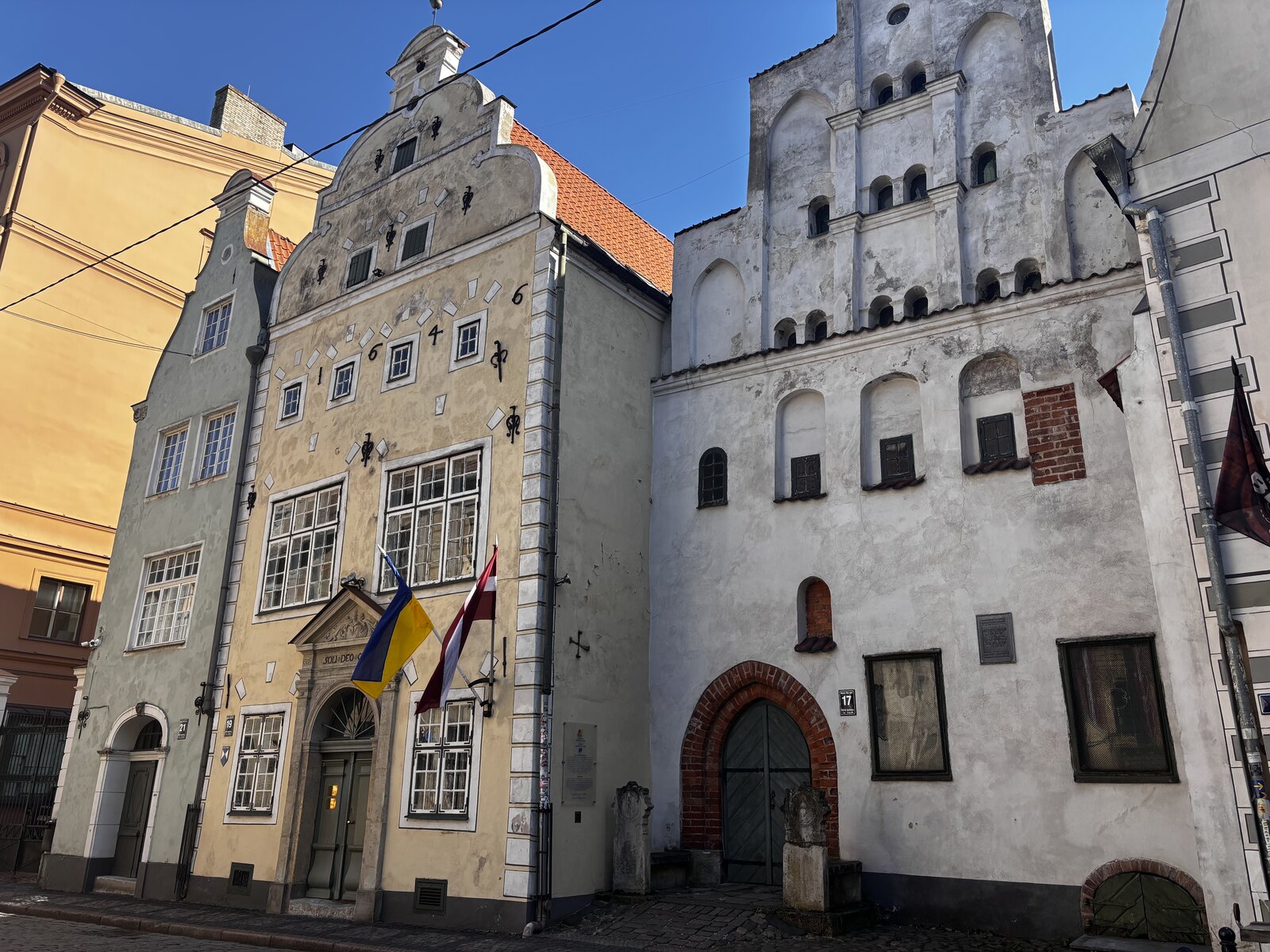 The Three Brothers houses on Mazā Pils iela 17, 19, and 21, Riga Old Town, Latvia