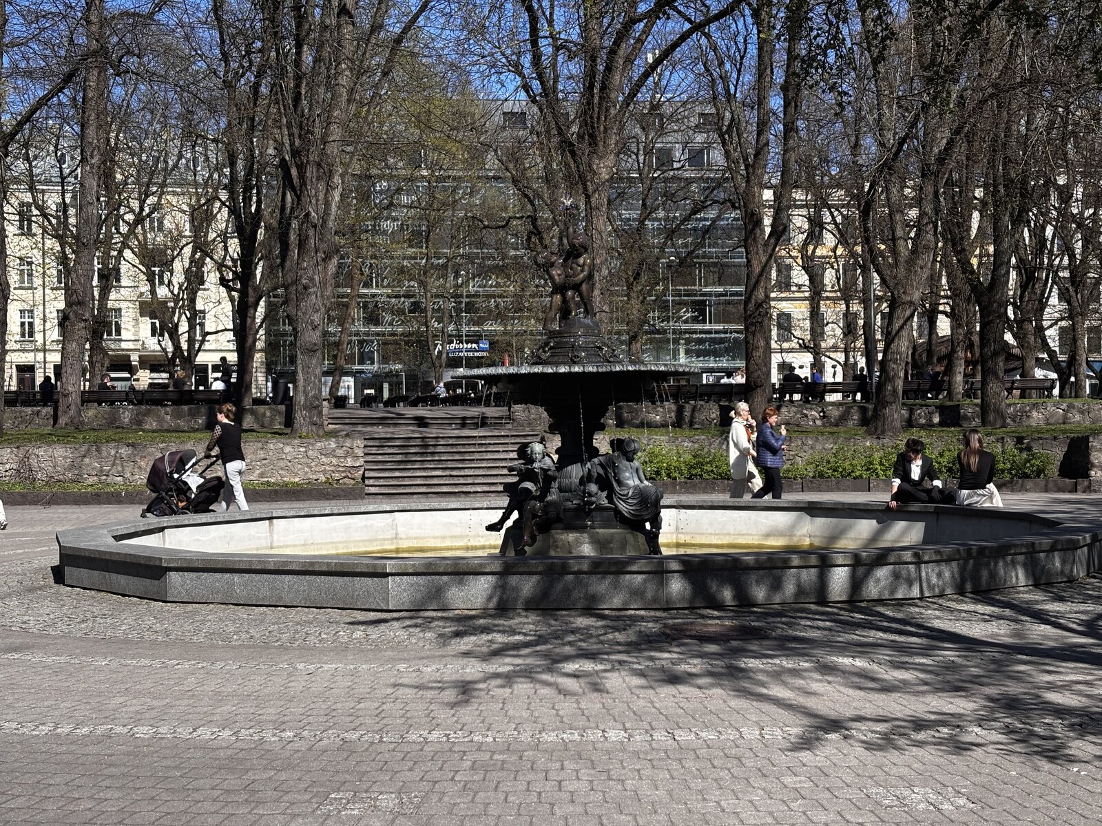 The central fountain in Vērmanes dārzs, Riga's oldest public park, Latvia