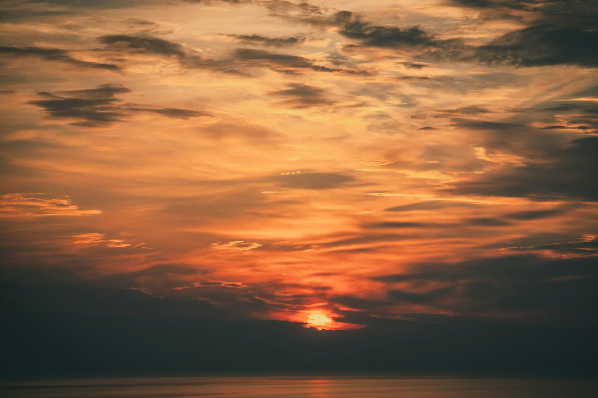 Sunset over the empty Baltic shore at Jūrmala, Latvia