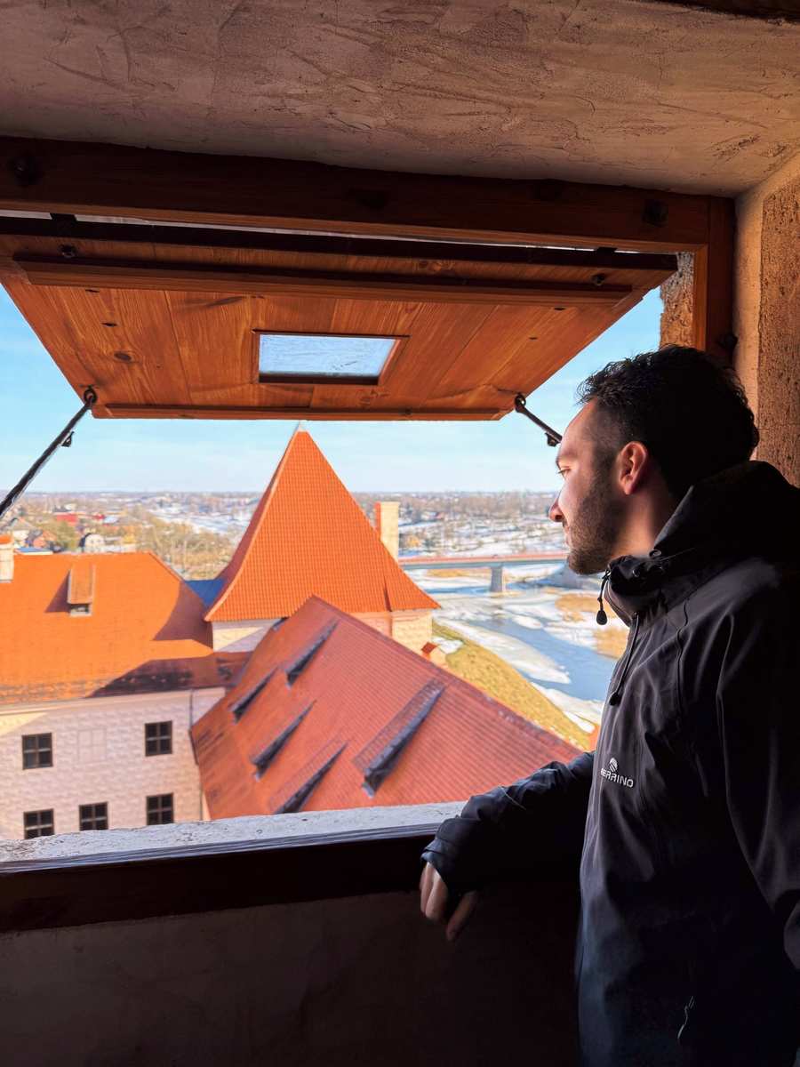 Panoramic view from the top of Bauska Castle tower