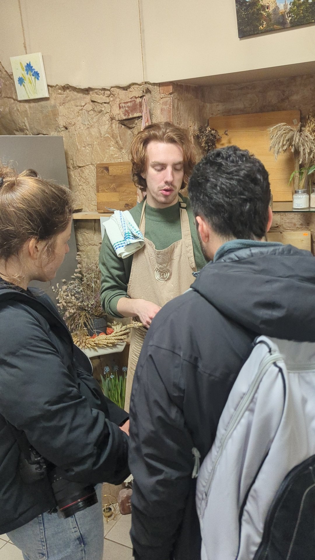 Inside the Cēsis artisan rye bakery during a tasting