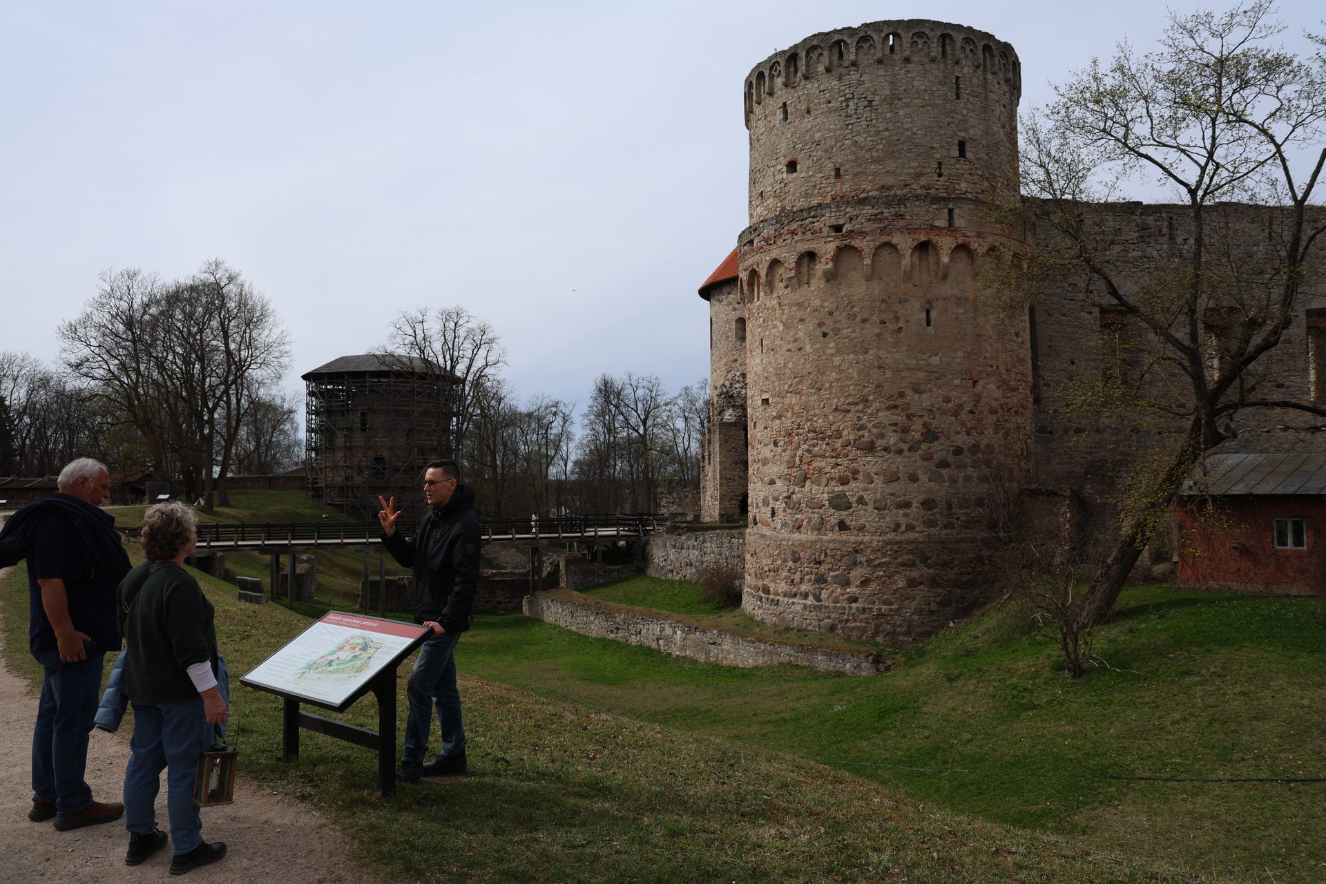 Guide explaining at Cēsis Medieval Castle