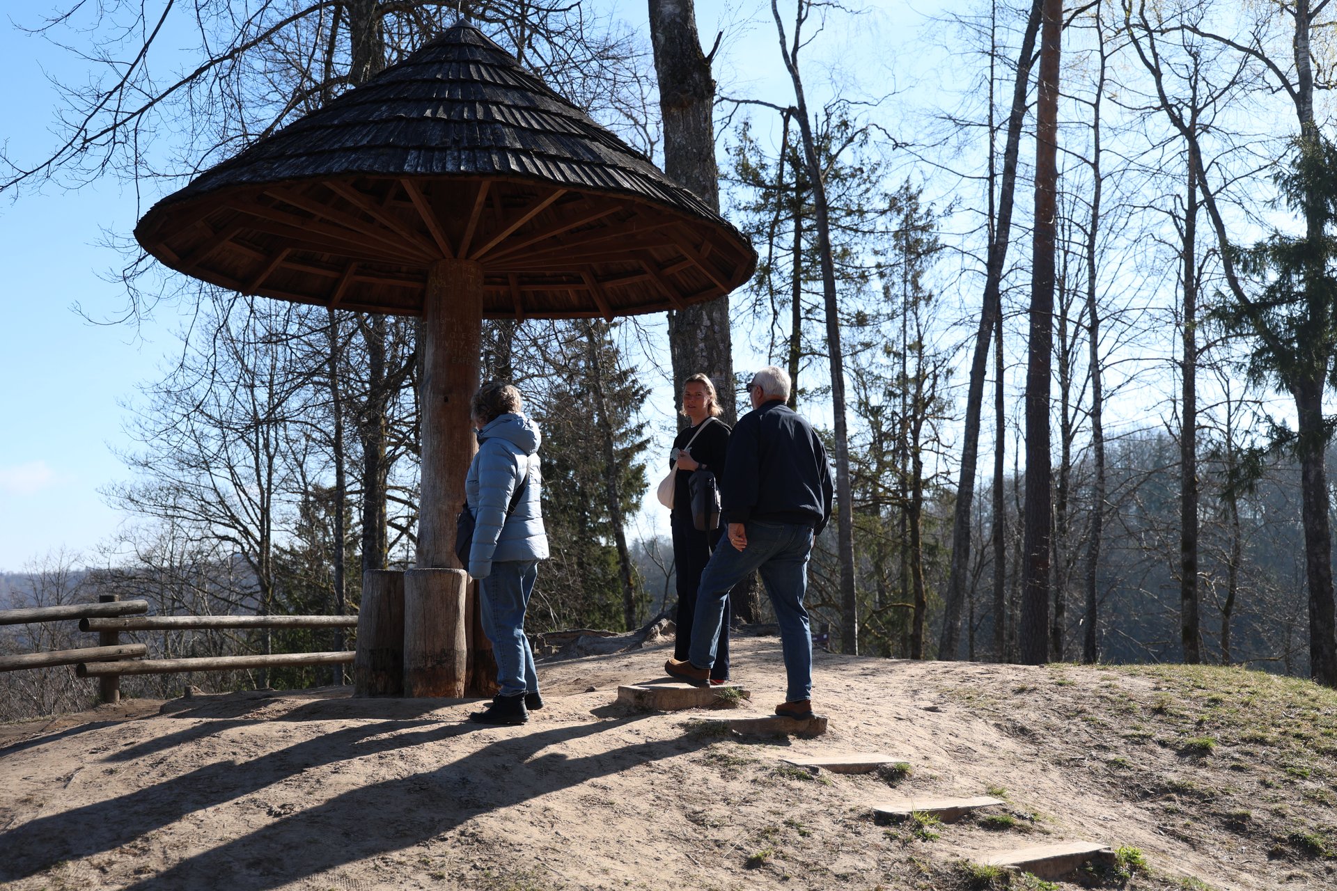 Wooden overlook gazebo on the Krimulda walking trail in the Gauja Valley