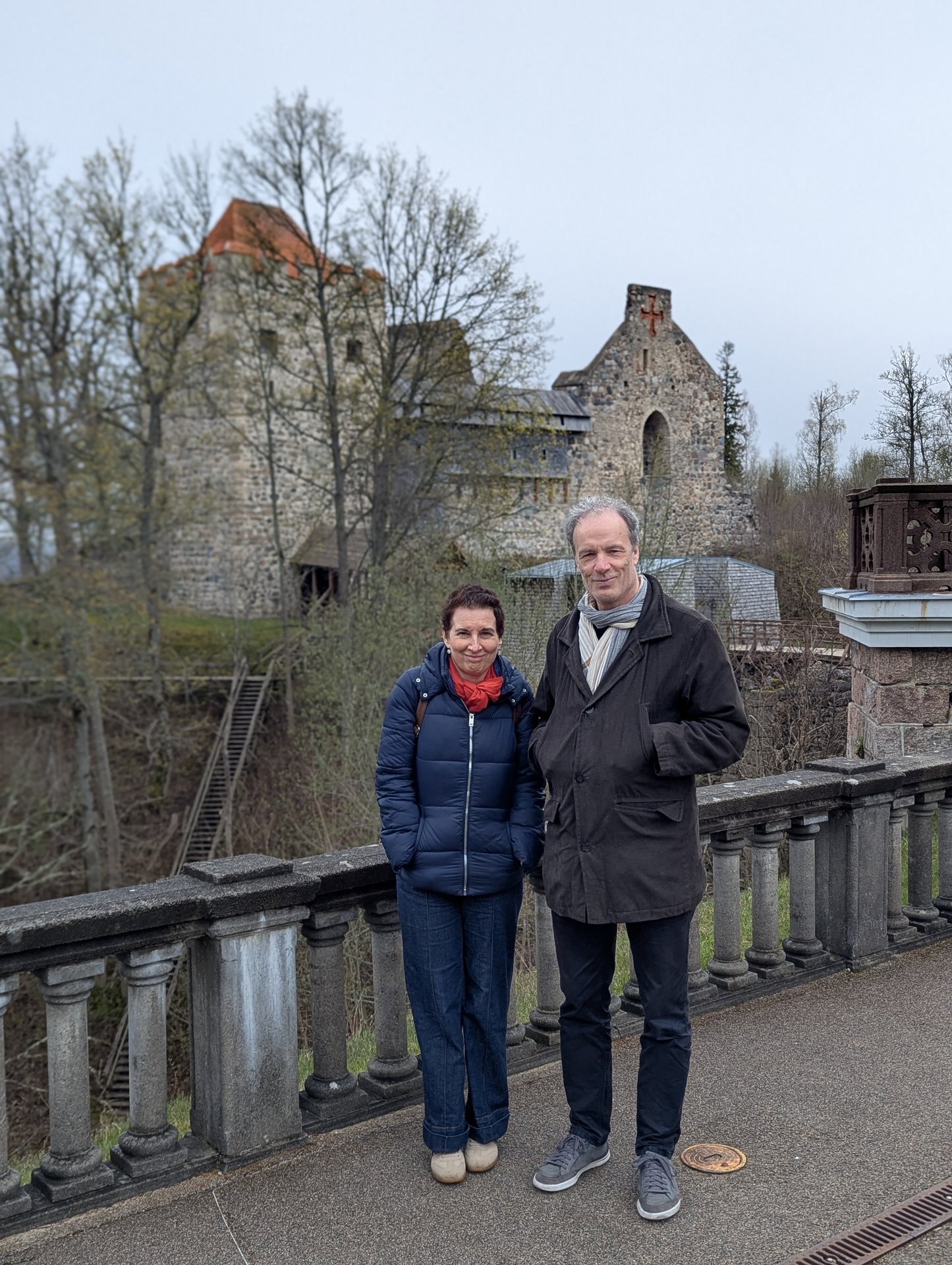 Guests at the Sigulda Medieval Castle bridge